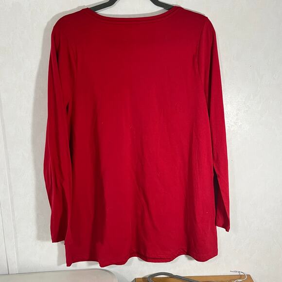 NWT Layne Bryant Christmas Long Sleeve t-shirt V-Neck Holiday Glitter 14/16 - Picture 3 of 5